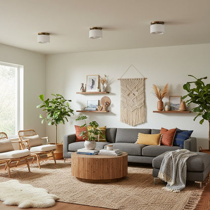 Flush Mount Ceiling Light Modern Ceramic Drum Shade with Brass Fitting