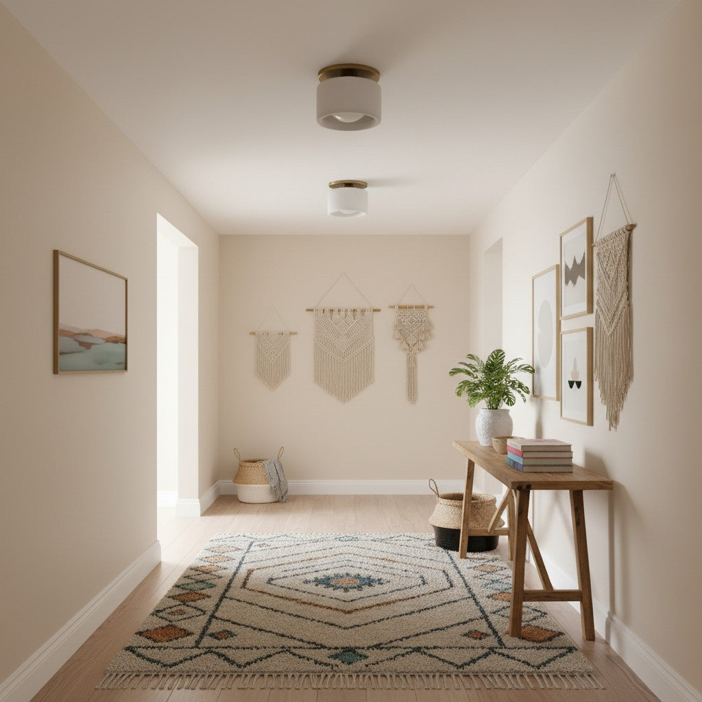 Flush Mount Ceiling Light Modern Ceramic Drum Shade with Brass Fitting