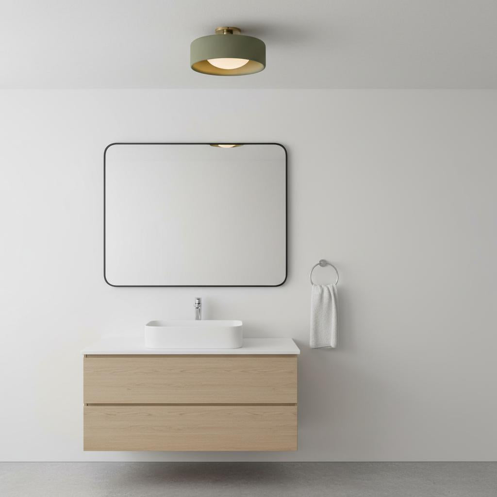 Flush Mount Ceiling Light Modern Ceramic Drum Shade with Brass Fitting
