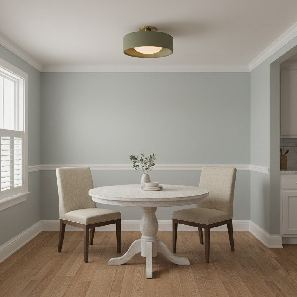 Flush Mount Ceiling Light Modern Ceramic Drum Shade with Brass Fitting