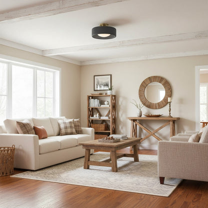 Flush Mount Ceiling Light Modern Ceramic Drum Shade with Brass Fitting