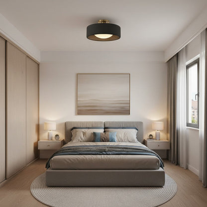 Flush Mount Ceiling Light Modern Ceramic Drum Shade with Brass Fitting