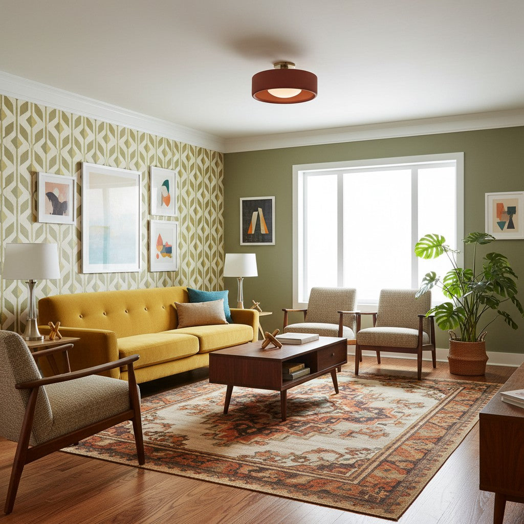 Flush Mount Ceiling Light Modern Ceramic Drum Shade with Brass Fitting