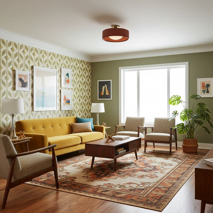 Flush Mount Ceiling Light Modern Ceramic Drum Shade with Brass Fitting
