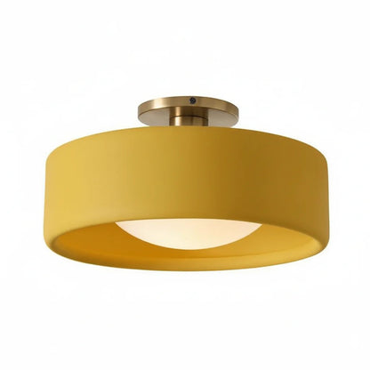 Flush Mount Ceiling Light Modern Ceramic Drum Shade with Brass Fitting