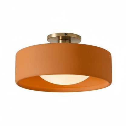 Flush Mount Ceiling Light Modern Ceramic Drum Shade with Brass Fitting