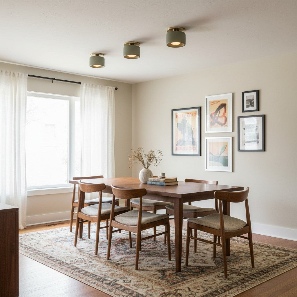 Flush Mount Ceiling Light Modern Ceramic Drum Shade with Brass Fitting