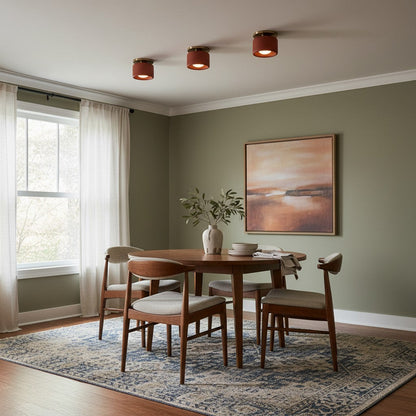 Flush Mount Ceiling Light Modern Ceramic Drum Shade with Brass Fitting