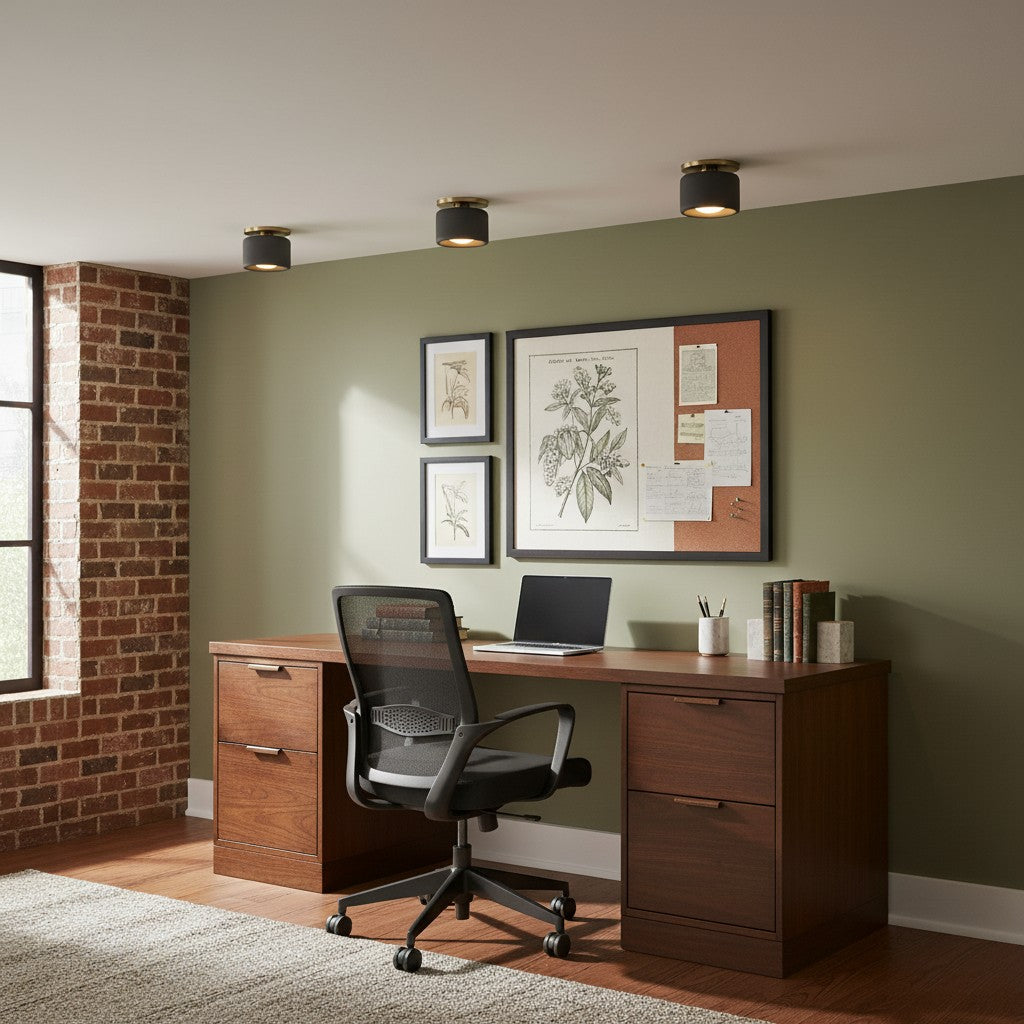 Flush Mount Ceiling Light Modern Ceramic Drum Shade with Brass Fitting
