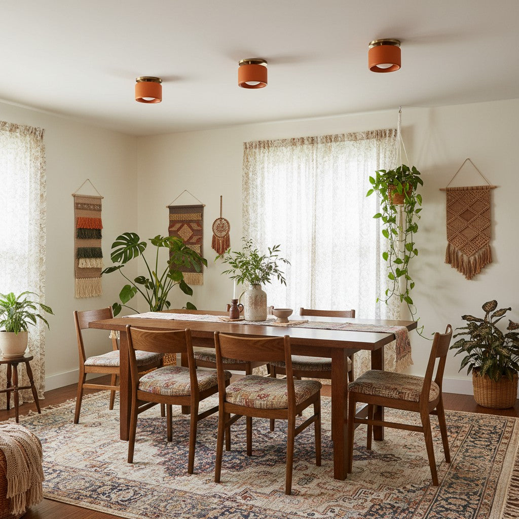 Flush Mount Ceiling Light Modern Ceramic Drum Shade with Brass Fitting