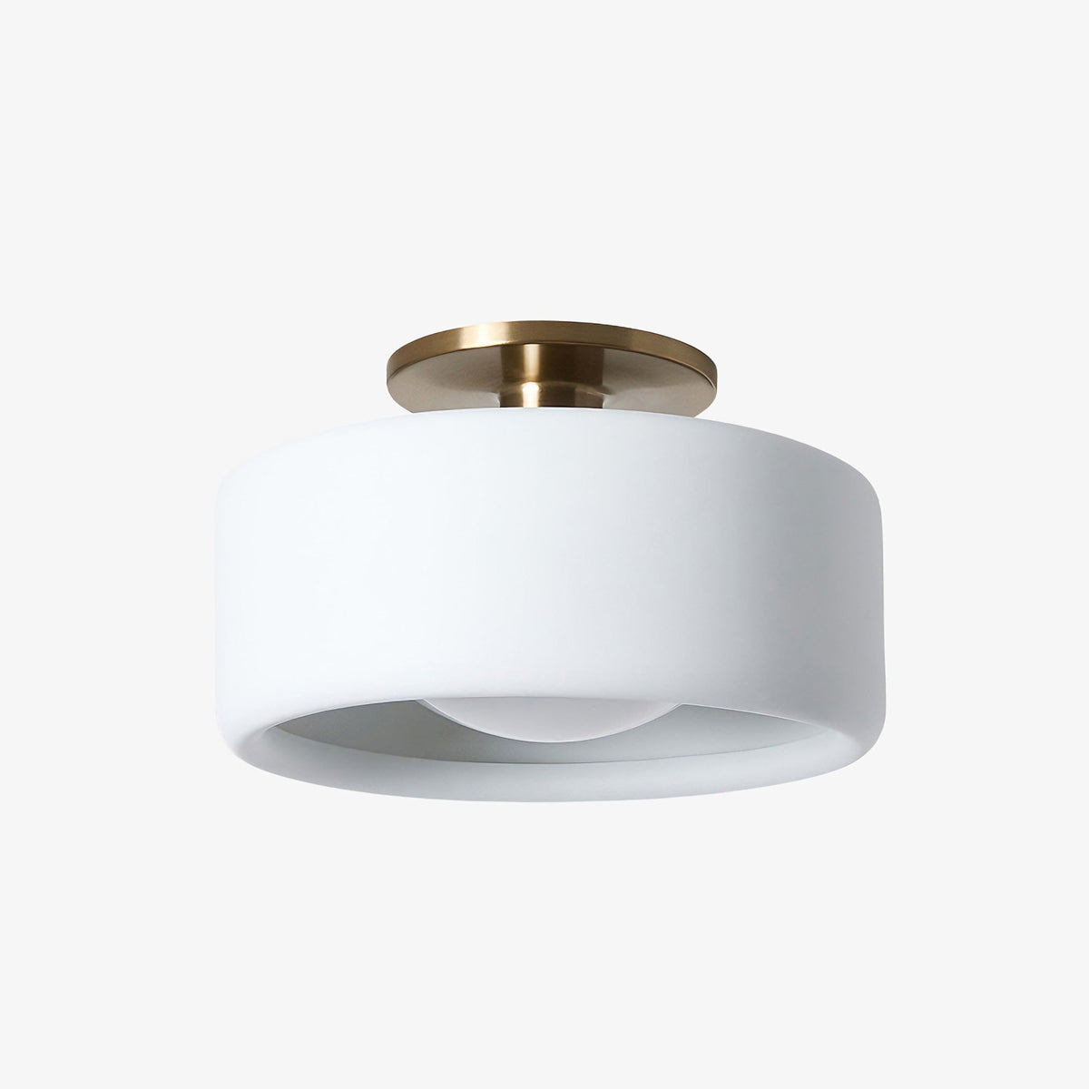 Flush Mount Ceiling Light Modern Ceramic Drum Shade with Brass Fitting