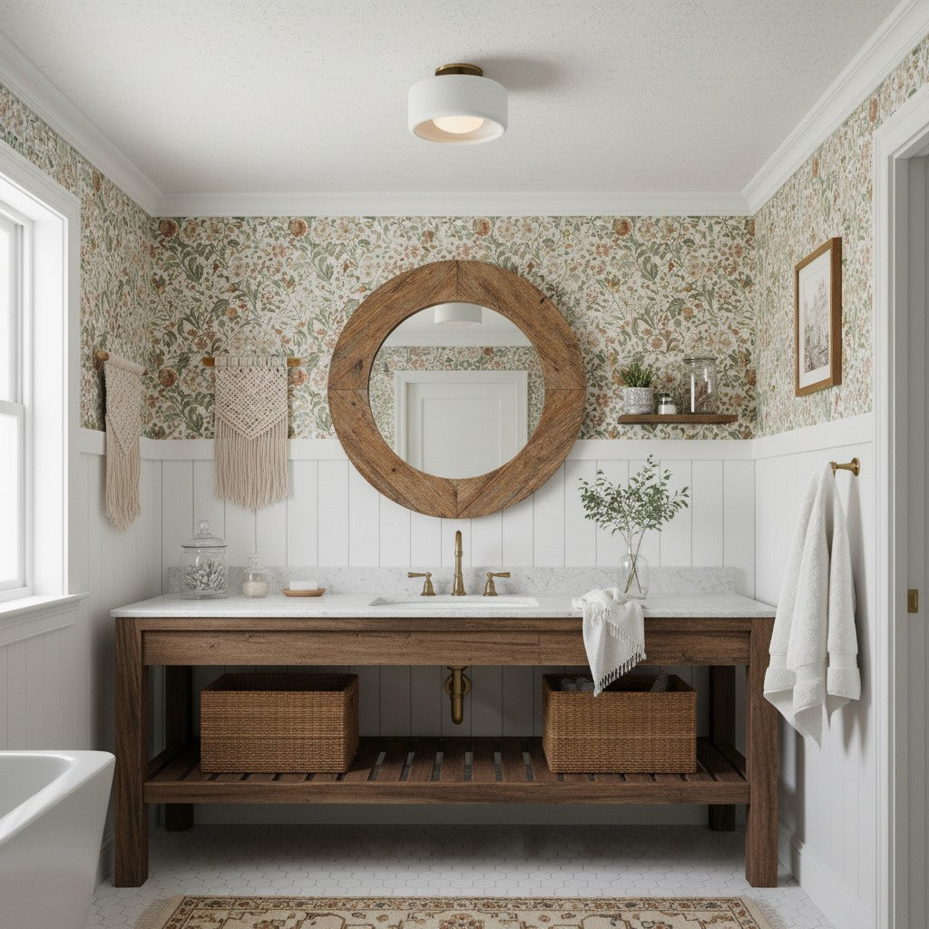 Flush Mount Ceiling Light Modern Ceramic Drum Shade with Brass Fitting