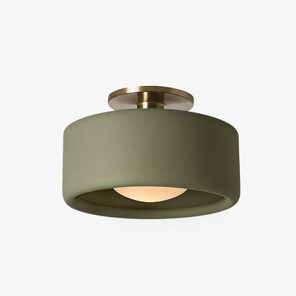 Flush Mount Ceiling Light Modern Ceramic Drum Shade with Brass Fitting