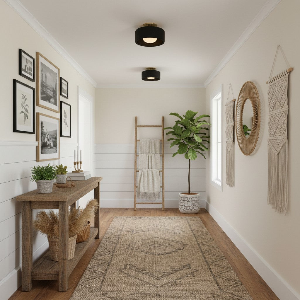 Flush Mount Ceiling Light Modern Ceramic Drum Shade with Brass Fitting