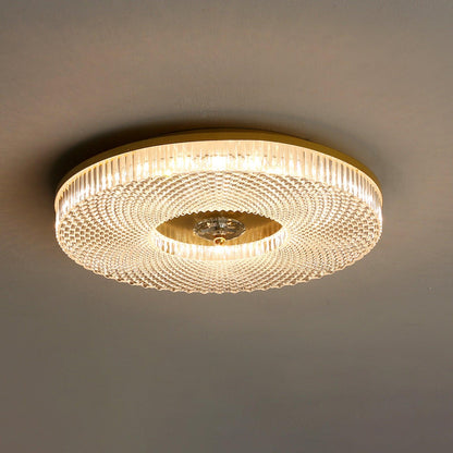 Flush Mount Ceiling Light Modern Round with Textured Glass Diffuser