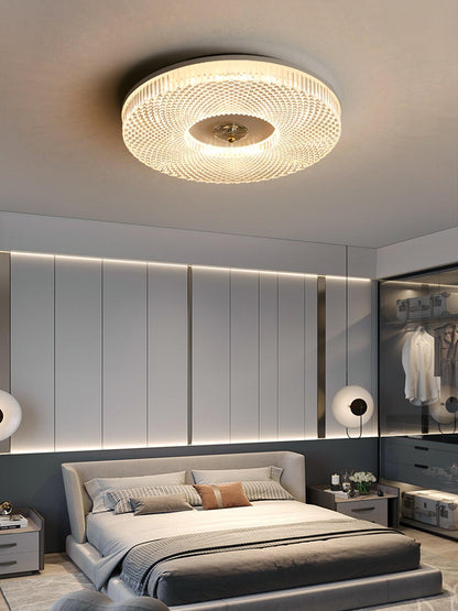 Flush Mount Ceiling Light Modern Round with Textured Glass Diffuser