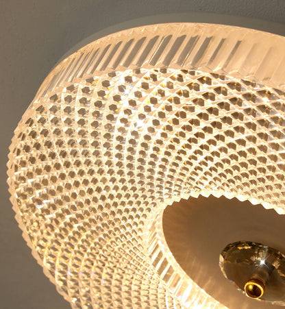 Flush Mount Ceiling Light Modern Round with Textured Glass Diffuser