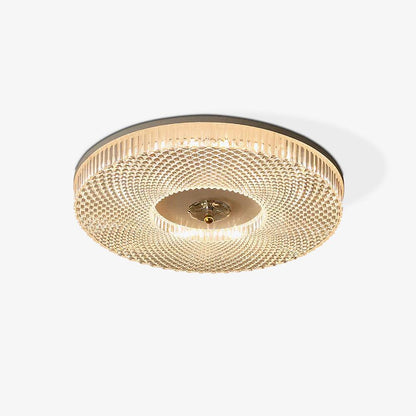 Flush Mount Ceiling Light Modern Round with Textured Glass Diffuser