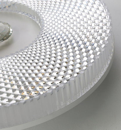 Flush Mount Ceiling Light Modern Round with Textured Glass Diffuser