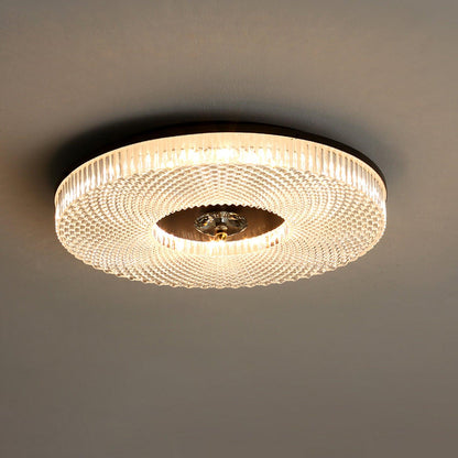 Flush Mount Ceiling Light Modern Round with Textured Glass Diffuser