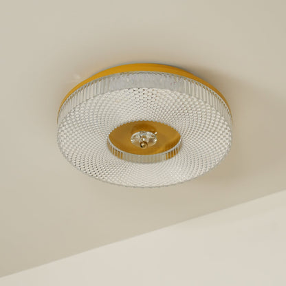 Flush Mount Ceiling Light Modern Round with Textured Glass Diffuser