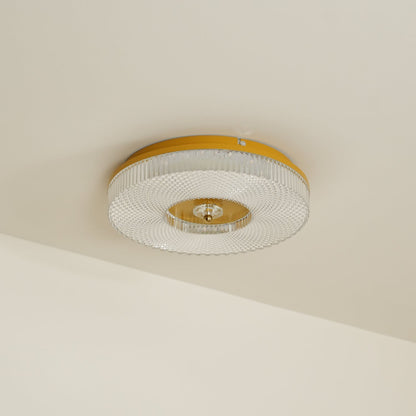 Flush Mount Ceiling Light Modern Round with Textured Glass Diffuser