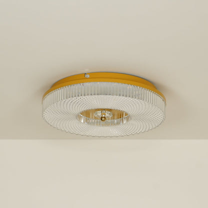 Flush Mount Ceiling Light Modern Round with Textured Glass Diffuser