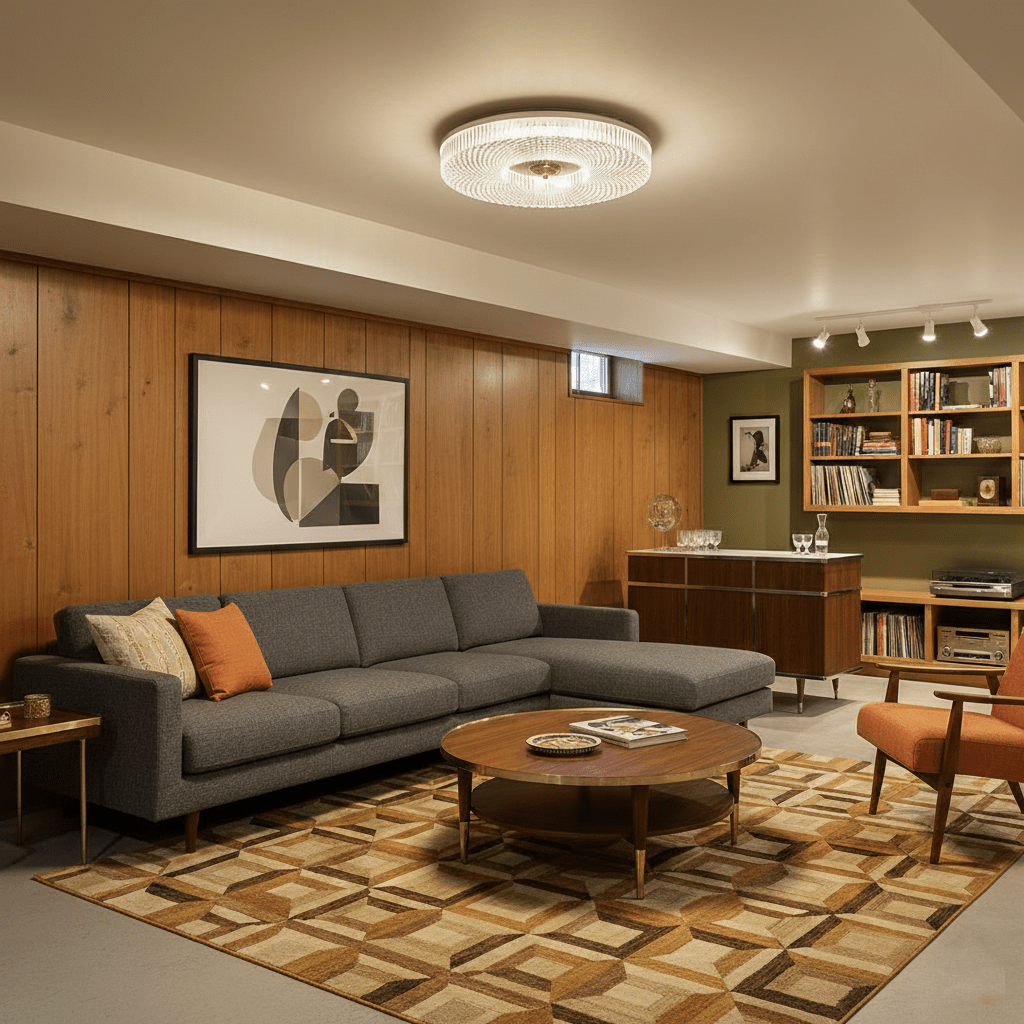 Flush Mount Ceiling Light Modern Round with Textured Glass Diffuser