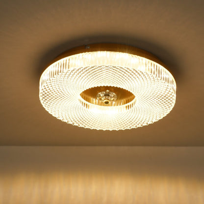 Flush Mount Ceiling Light Modern Round with Textured Glass Diffuser