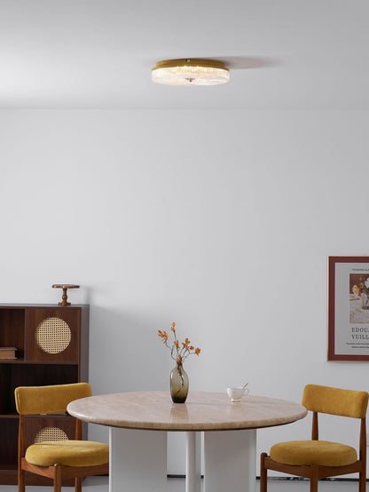 Flush Mount Ceiling Light Modern Round with Textured Glass Diffuser
