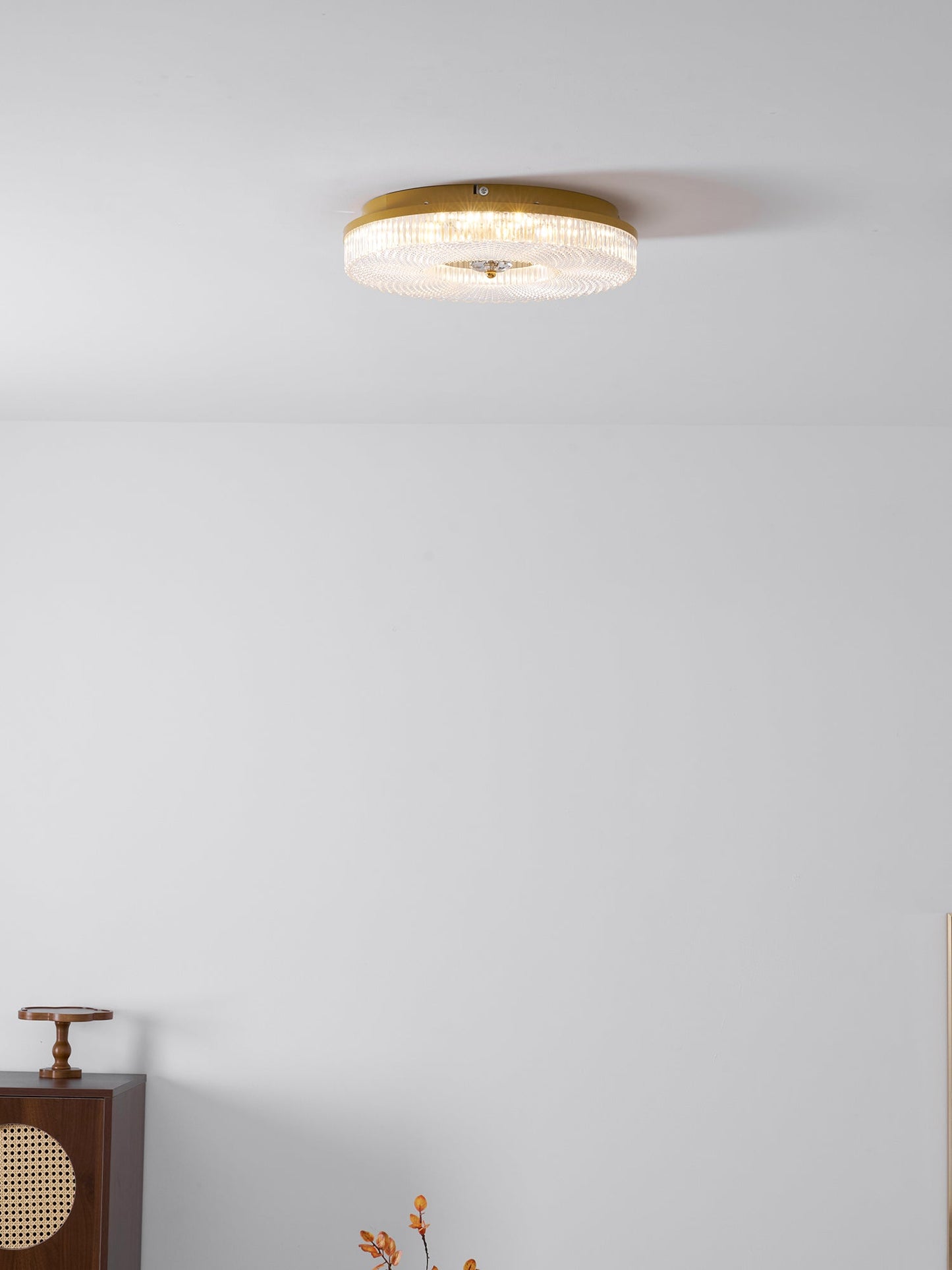 Flush Mount Ceiling Light Modern Round with Textured Glass Diffuser