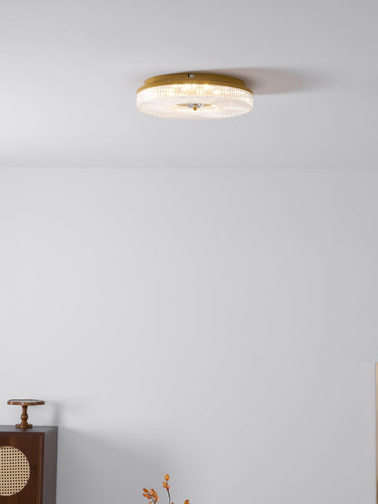 Flush Mount Ceiling Light Modern Round with Textured Glass Diffuser