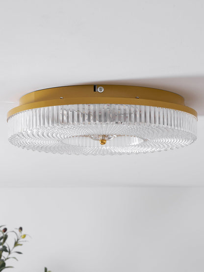 Flush Mount Ceiling Light Modern Round with Textured Glass Diffuser