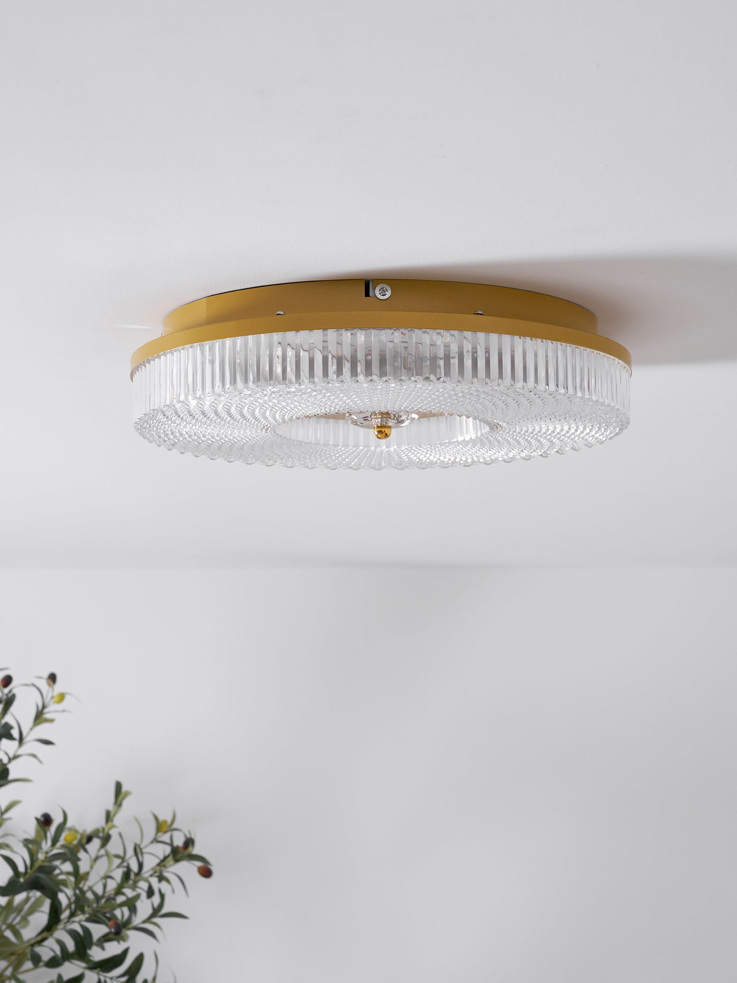 Flush Mount Ceiling Light Modern Round with Textured Glass Diffuser