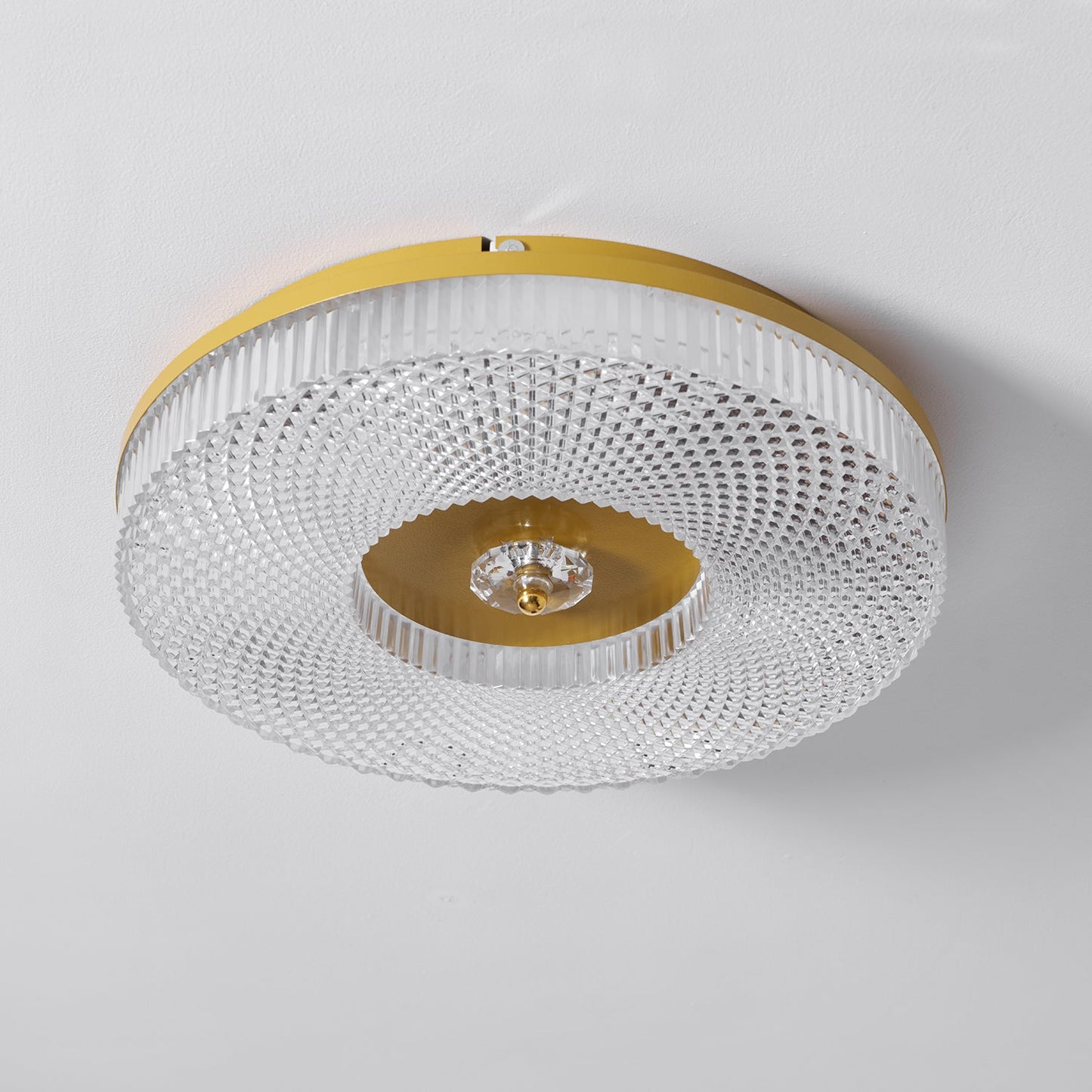 Flush Mount Ceiling Light Modern Round with Textured Glass Diffuser