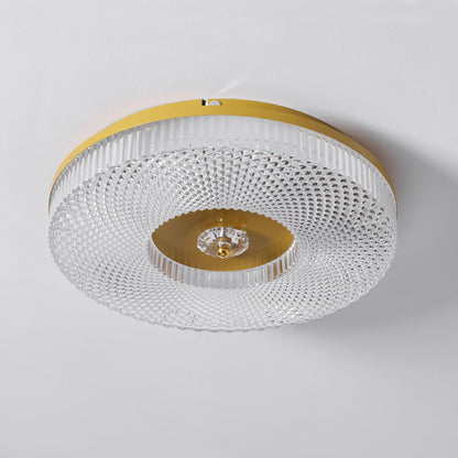 Flush Mount Ceiling Light Modern Round with Textured Glass Diffuser