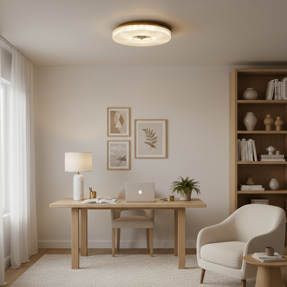 Flush Mount Ceiling Light Modern Round with Textured Glass Diffuser