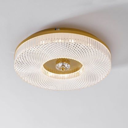Flush Mount Ceiling Light Modern Round with Textured Glass Diffuser