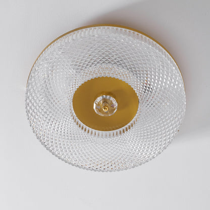 Flush Mount Ceiling Light Modern Round with Textured Glass Diffuser