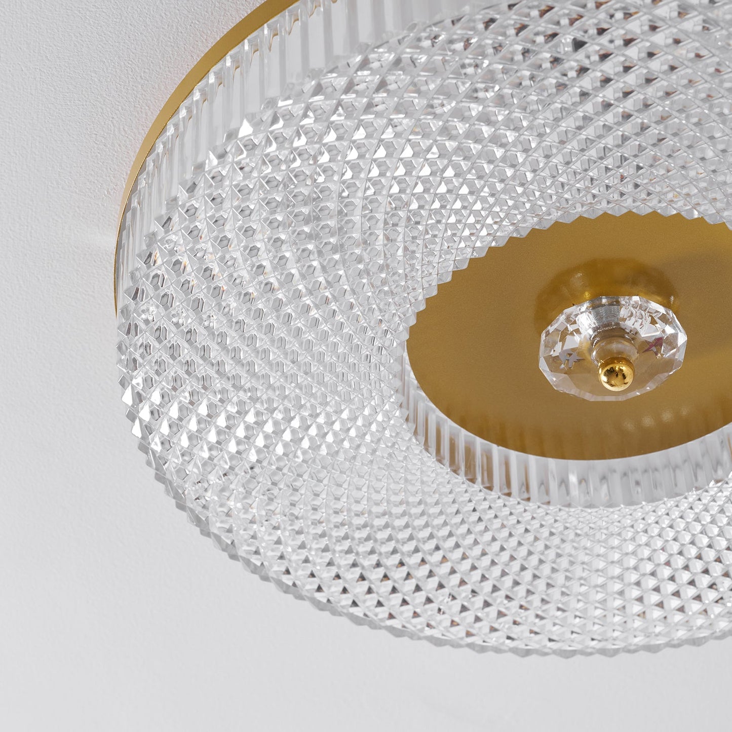 Flush Mount Ceiling Light Modern Round with Textured Glass Diffuser