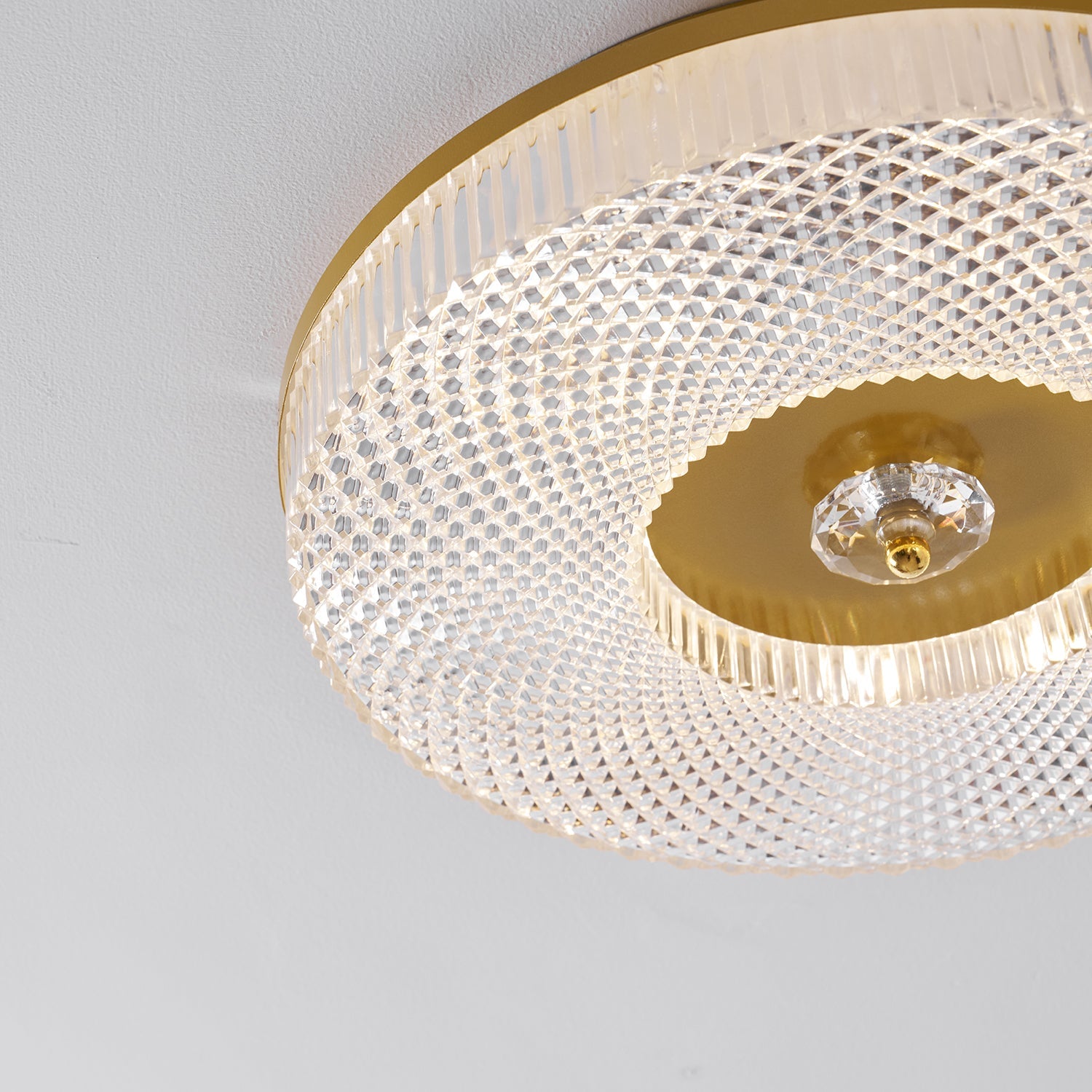 Flush Mount Ceiling Light Modern Round with Textured Glass Diffuser