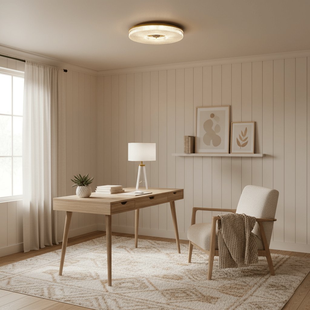 Flush Mount Ceiling Light Modern Round with Textured Glass Diffuser
