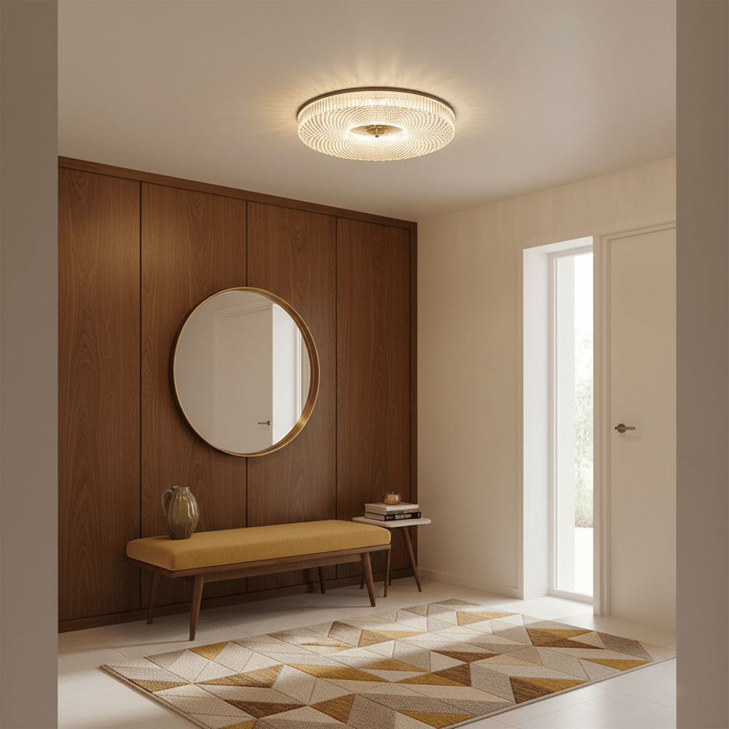 Flush Mount Ceiling Light Modern Round with Textured Glass Diffuser