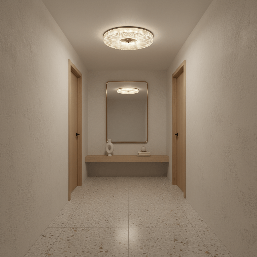 Flush Mount Ceiling Light Modern Round with Textured Glass Diffuser