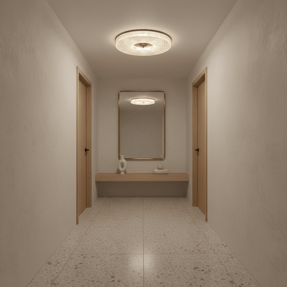 Flush Mount Ceiling Light Modern Round with Textured Glass Diffuser