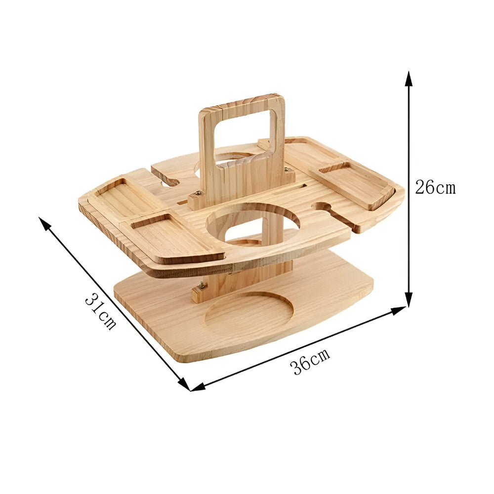 Foldable Wooden Picnic Table with Wine Holder