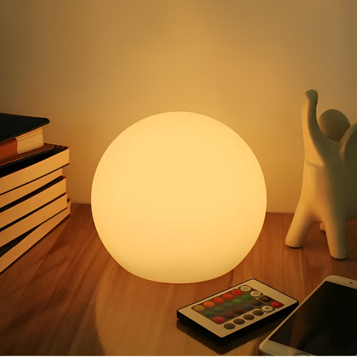 Globe Table Lamp Minimalist with RGB Color Changing and Remote Control