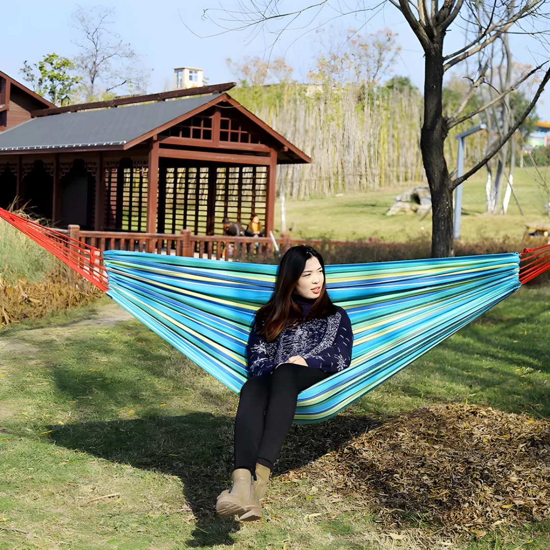 Indoor and Outdoor Hammock with Hanging Ropes and Carry Bag