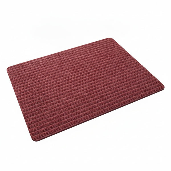 Indoor Outdoor Doormat with Anti-Slip Backing and Ribbed Stripe Design