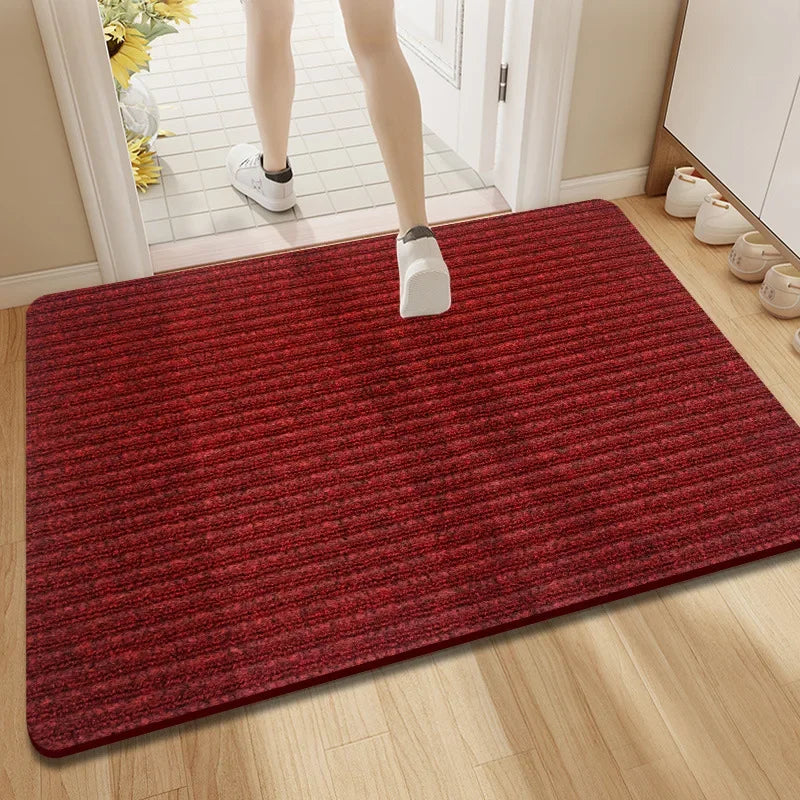 Indoor Outdoor Doormat with Anti-Slip Backing and Ribbed Stripe Design